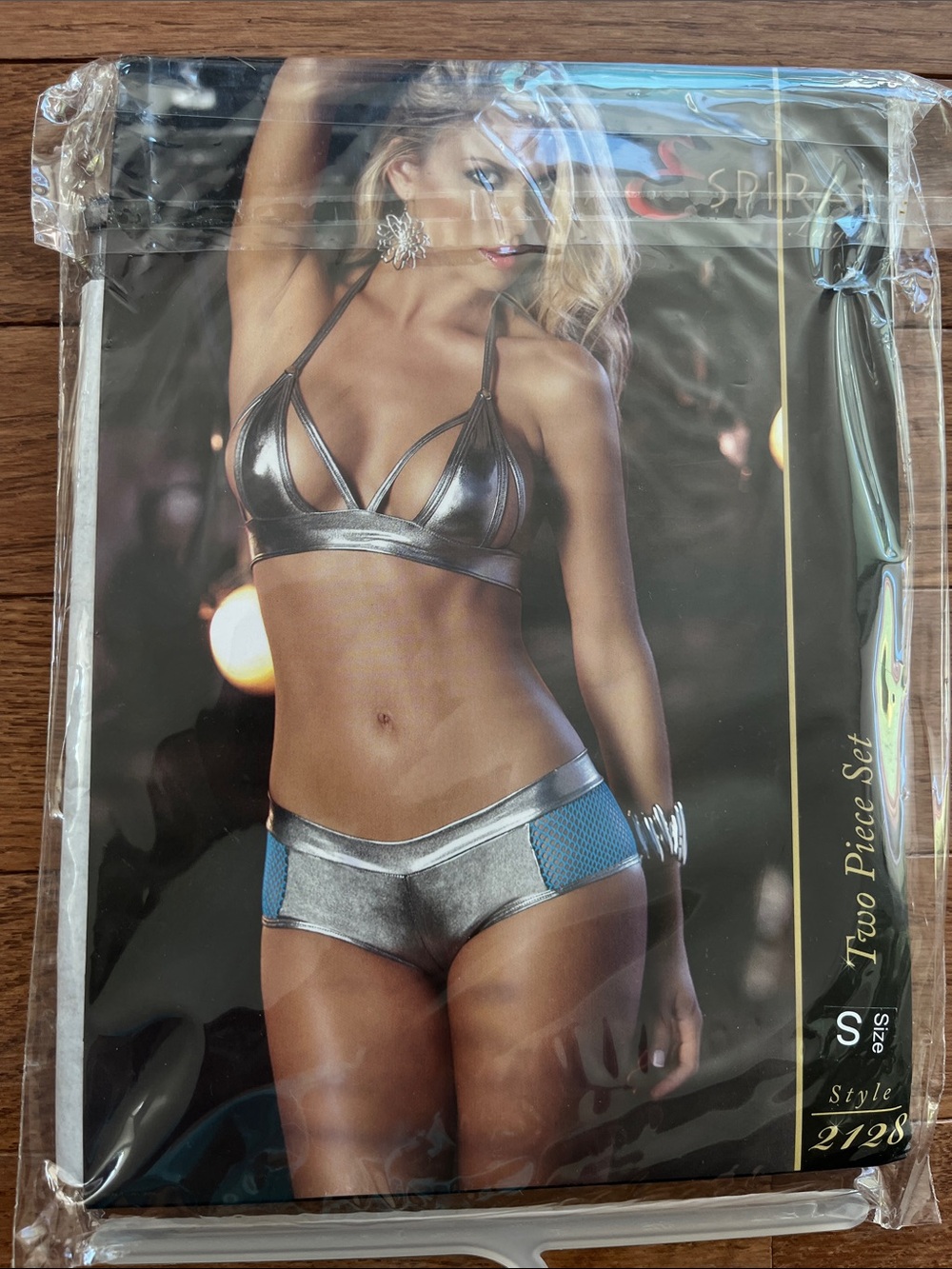 Two-Piece Women's Metallic Silver Swim Set - Size S